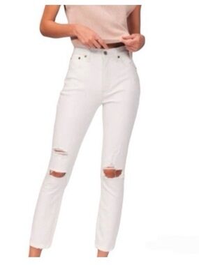 Abercrombie High-Rise White Distressed Women's Jeans